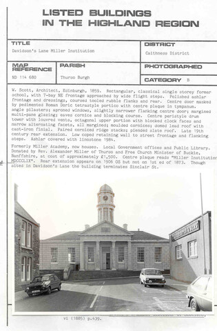 Thurso, Davidson's Lane, Miller Institute.jpg